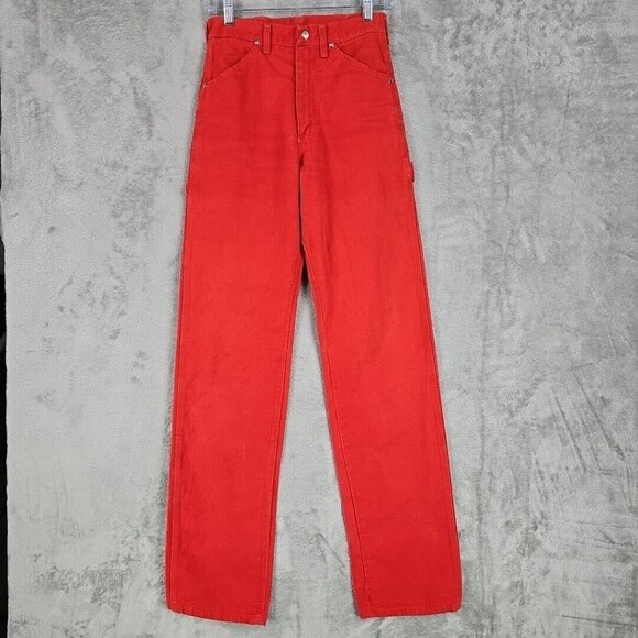 Vintage Blue Bell Jeans Womens Size 27 Orange Carpenter High Rise Straight 70s - Picture 1 of 13